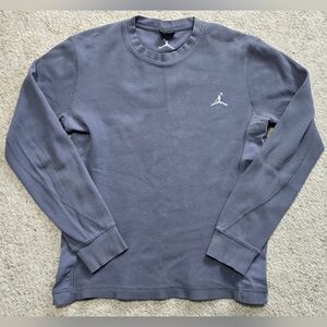 Air Jordan Jumpman Waffle Knit Thermal Long Sleeve Shirt Size Medium Blue